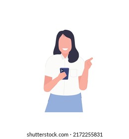 Girl Student Hold Phone Explaining Lesson Illustration