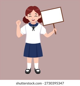 Girl student Holding Empty Message Board