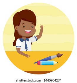 girl student with paintbrush and pencil back to school vector illustration