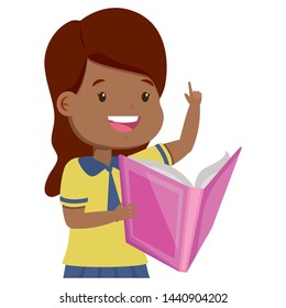 girl student reading book back to school vector illustration