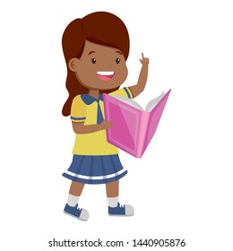 girl student reading book back to school vector illustration