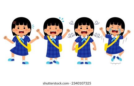 Ilustración de una chica con un vector de uniforme escolar