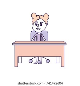 girl student sitting in the wood desk