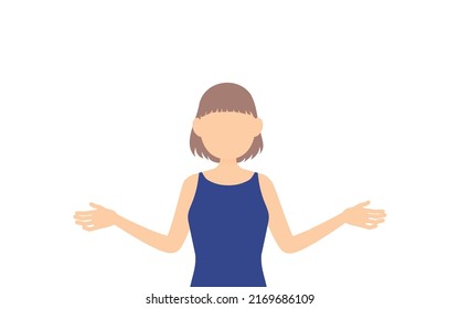 Girl student, in swimsuit,Gesture of open arms.