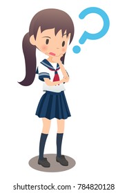A girl student thinks