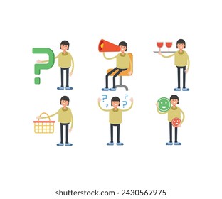 girl student in various poses characters vector illustration