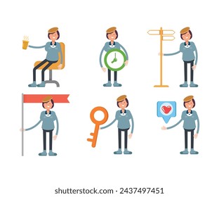 chicas estudiantes personajes establecidos en varias poses ilustración vectorial