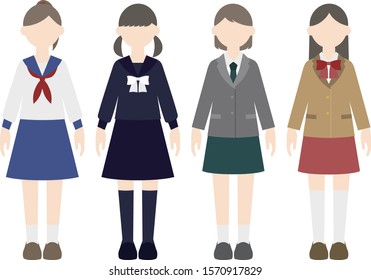 Girl Students School Uniform 01 Stock Vector (Royalty Free) 1570917829 ...