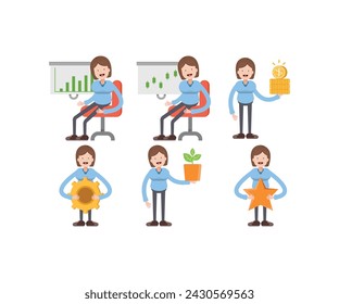 girl students in various poses vector illustration