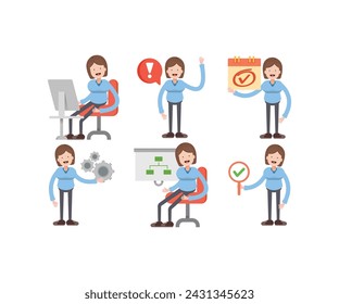 girl students in various poses vector illustration
