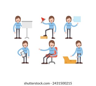 girl students in various poses vector illustration