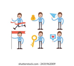 girl students in various poses vector illustration