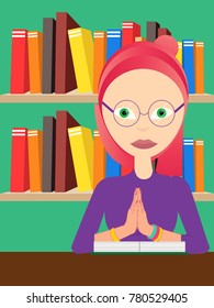 Girl Study school subjects charcter