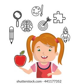 girl studying isolated icon design, vector illustration graphic
