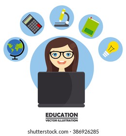 girl studying on computer