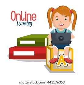 girl studying online isolated icon design, vector illustration  graphic 