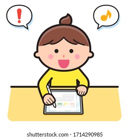 Girl studying using a tablet
