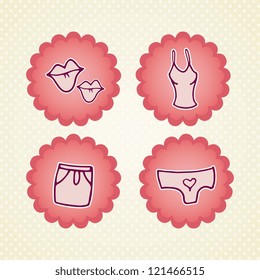 Girl stuff labels on pink background. Vector illustration Girl stuff labels on pink background. Vector illustration