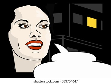 The girl in the style of a comic book. Flat vector.