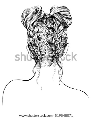 Girl Stylish Hair Bun Braids Stock Vector (Royalty Free 