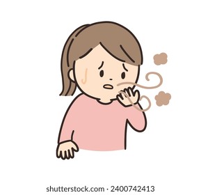 A girl suffering from bad breath.(With main line.)