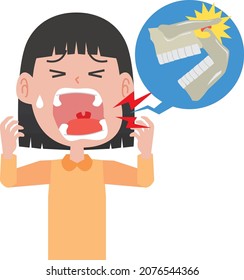 Girl suffering from the pain of temporomandibular disorders