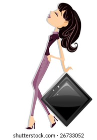 Girl Suit (Card) - Vector