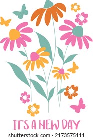 Girl summer floral graphic print design vector illustration