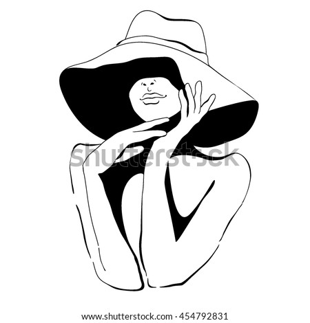 Girl Summer Hat Sketch Beautiful Female Stock Vector (Royalty Free ...