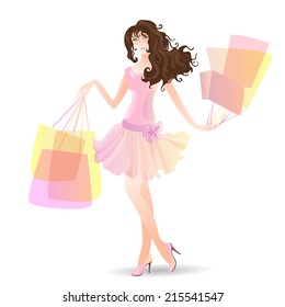Girl in summer Shopping Day