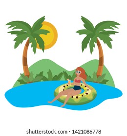 Girl with summer swimwear design