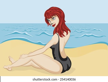 girl sun bathing at the beach