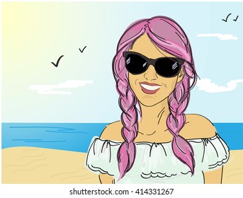 Girl, sun. ocean, beach