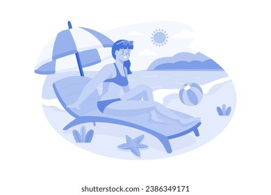 Girl Sunbathing At The Beach