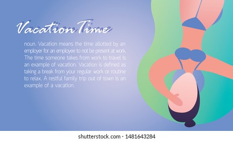 Girl Sunbathing on swim-ring in swimming pool on vacation time, For travel content, advertising, wallpaper, banner and sale Promotion poster.