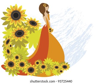 The girl with sunflower.