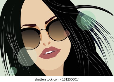 Girl in sunglasses. Vector graphics.