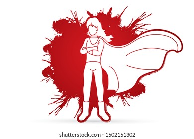 Girl super hero action cartoon graphic vector.
