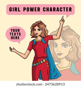 Girl superhero women power character pointing finger