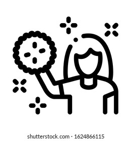 Girl with Support Groups Icon Vector. Outline Girl with Support Groups Sign. Isolated Contour Symbol Illustration