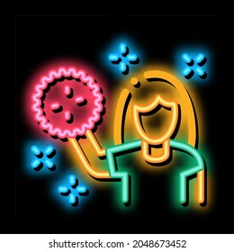 Girl with Support Groups neon light sign vector. Glowing bright icon Girl with Support Groups sign. transparent symbol illustration