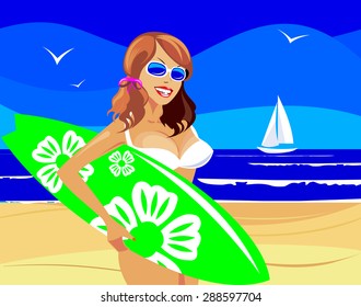 Girl with surfboard