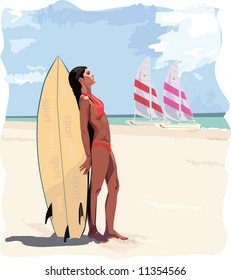 Girl surfer