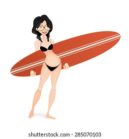 Girl with a surfing board