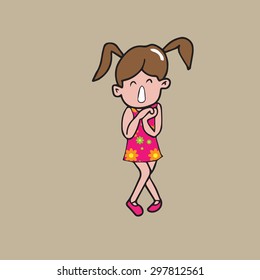 Girl surprise cartoon drawing vector