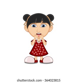 The girl surprised cartoon vector illustration