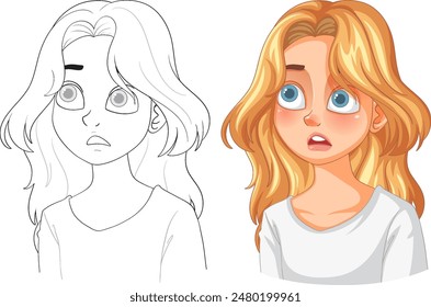A girl with a surprised expression