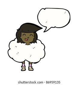 girl surrounded by cloud