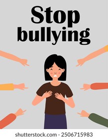 A girl surrounded by pointing hands advocating against bullying in a simple, effective manner