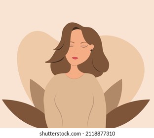 girl in a sweater in brown colors with earrings